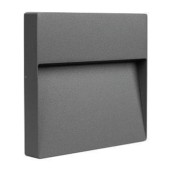 Светильник LGD-TRACE-S215x215-8W Warm3000 (GR, 60 deg, 230V) 029958 - Светодиодный накладной квадратный светильник для стен, лестниц, 8Вт. Цвет ТЕПЛЫЙ БЕЛЫЙ 3000K, св.поток 300лм, CRI(Ra)>80, угол 60°, асимметричный свет. Размер 215x215x36мм. Влагозащищен