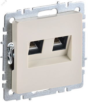 BRITE Розетка двойная RJ11+RJ45 кат.5E РК/Т12-БрКр бежевый BR-KT20-O-1-K10