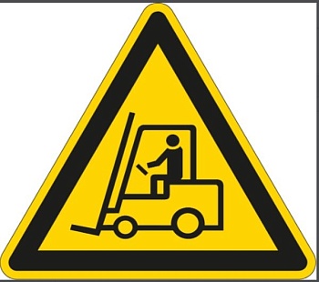 gws223663 - PIC 306-Предупреждающий знак "Опасность поражения работающим погрузчиком", сторона 500 мм, 1 шт, B-7538 (полиэстер)