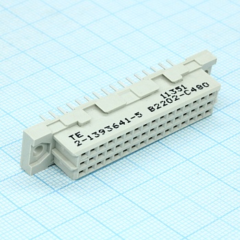 2-1393641-5 - Розетка на плату  шаг 2.54мм 48 контактов 3 ряда монтаж в отверстие