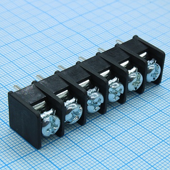 2-1437667-9 - Клеммный барьерный блок 6 контактов шаг 8.26 мм монтаж в отверстие 25А/контакт