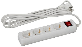 Удлинитель 4х3м с заземл. 16А IP20 U-4es-3m-3х1 ПВС 3х1 с выкл. Б0028381