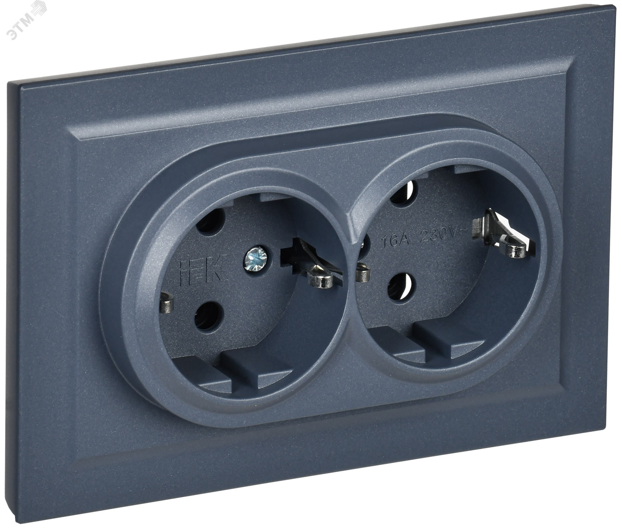 Розетка 2-м СП BRITE РС12-3-БрМ 16А в сборе с заземл. без защ. шторок маренго BR-R21-16-K35-F