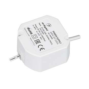 Блок питания ARPV-SP-24024 (24V, 1A, 24W) 040950 - Источник напряжения с гальванической развязкой для светодиодных изделий. Входное напряжение 220-240 VAC. Выходные параметры: 24 В, 1 А, 24 Вт, PF >0.5. Герметичный пластиковый корпус IP 67. Рабочая темпер