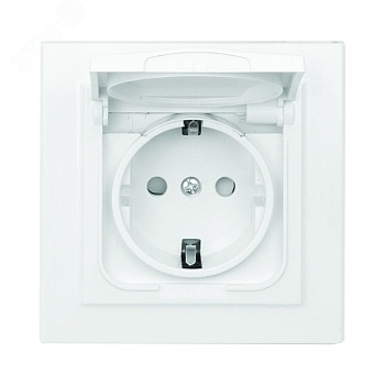 Розетка 1-м СП Минск 16А IP44 с заземл. защ. шторки с крышкой бел. ERR16-029-100-44