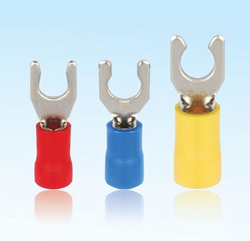 Наконечник вилочный, НВИз 2.5-4, 100527 - Кабельный наконечник, вилочный, замковый, медь, НВИз 2.5-4 (сечение проводника 1,5 - 2,5 мм кв., ширина вилки 4 мм), изолированный, цвет: синий, в упаковке 100 штук