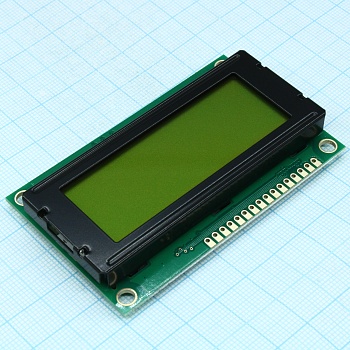 WH2004D-YYH-CT# - ЖКИ знакосинтезирующий 20 x 4, STN Желто-зеленый Позитивный/прозрачно-отражающий светодиодная подсветка желто-зеленая размеры 77x47 мм, видимая область 60x22 мм, -20...70°C, контактные площадки сверху 16 выводов