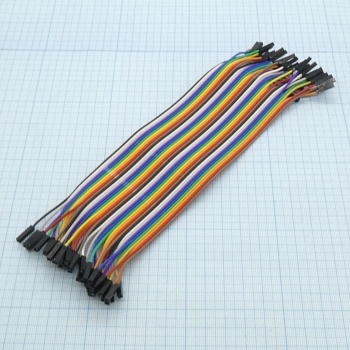 Набор перемычек в шлейфе гнездо-гнездо - провода соединительные "мама"-"мама" в шлейфе, разноцветные, длина 220мм