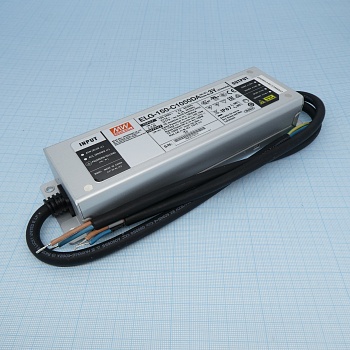 ELG-150-C1050DA-3Y - AC-DC, 150.2Вт, IP67, вход 100…305В AC, 47…63Гц/142…431В DC, ККМ, выход 72…143В/1050мА, DALI-димминг, изоляция 3750В AC, в кожухе 219х63х35.5, -40…+70°С, с проводом заземления