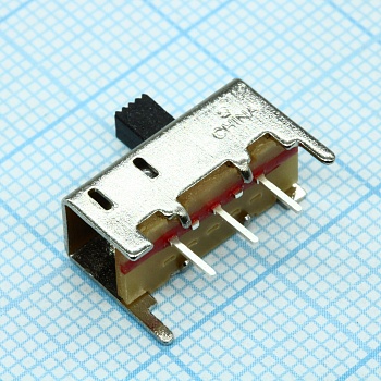 1825255-1 - Переключатель движковый вертикальный (ON-ON) 0.3A 125VAC, высота движка 4.5мм, 15000 циклов, монтаж в отверстие