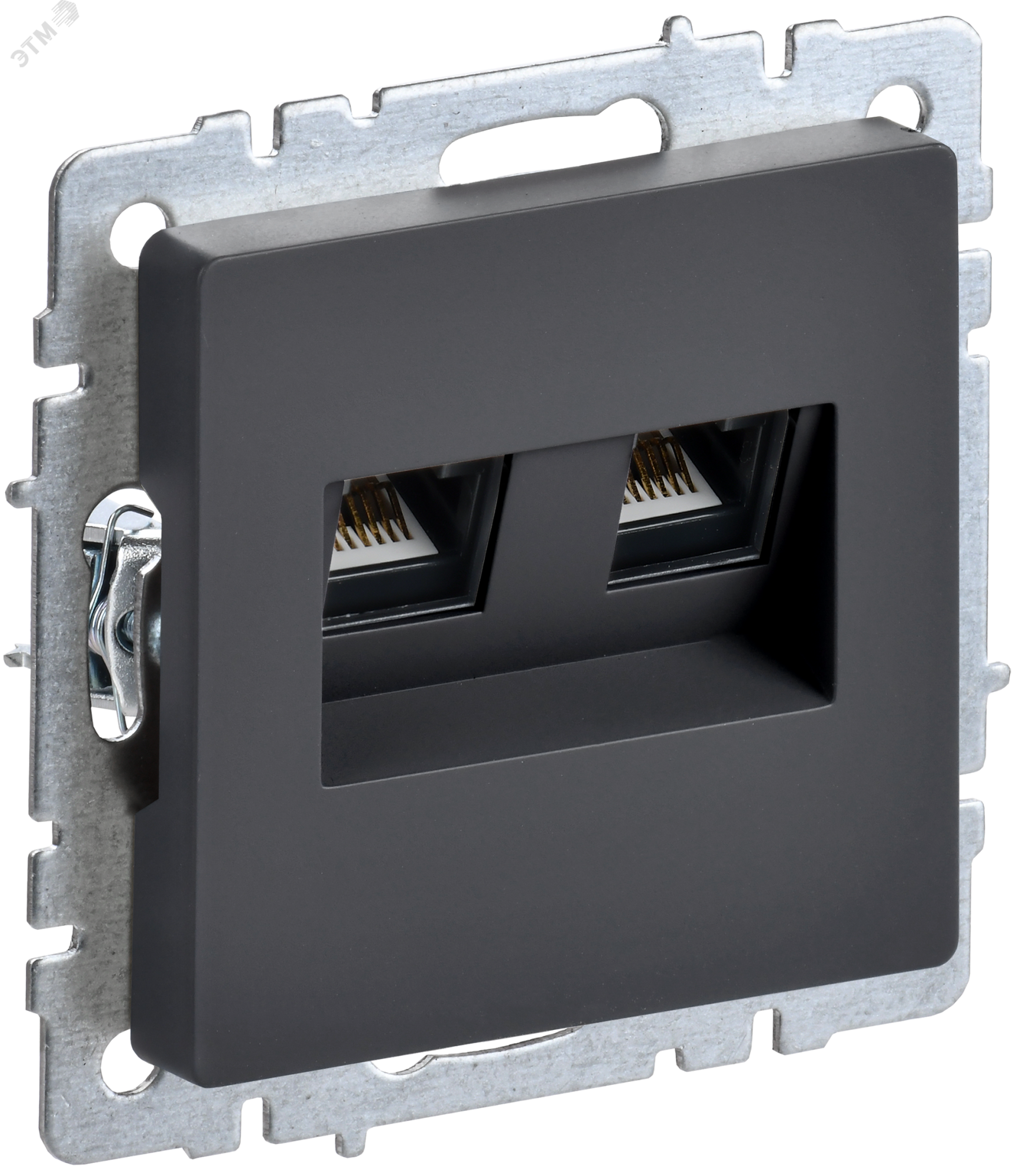 BRITE Розетка компьютерная двойная RJ45 кат.6 РК11-2-БрГ графит IEK BR-K20-2-K53