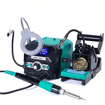 YIHUA 939D+-III - Паяльная станция с регулировкой температуры. Оснащена  держателем плат, держателем припоя, штативом "третья рука". 4 канала.