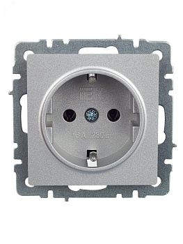 Розетка BRITE РС11-1-0-БрА 16А с заземл. без защ. шторки алюм. BR-R11-16-K47