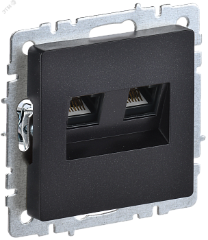 Розетка компьютерная двойная СП RJ45 кат.5E BRITE РК10-2-БрЧ черн. BR-K20-1-K02