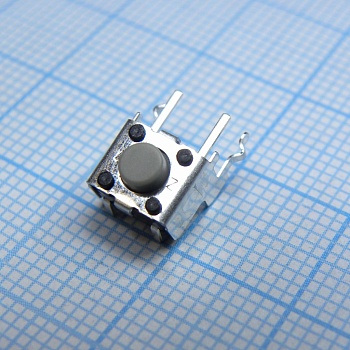B3F3122 - Кнопка тактильная 6х6мм угловая h=1.6mm усилие нажатия 1.47N(150гр) 0.05А 24В монтаж в отверстие