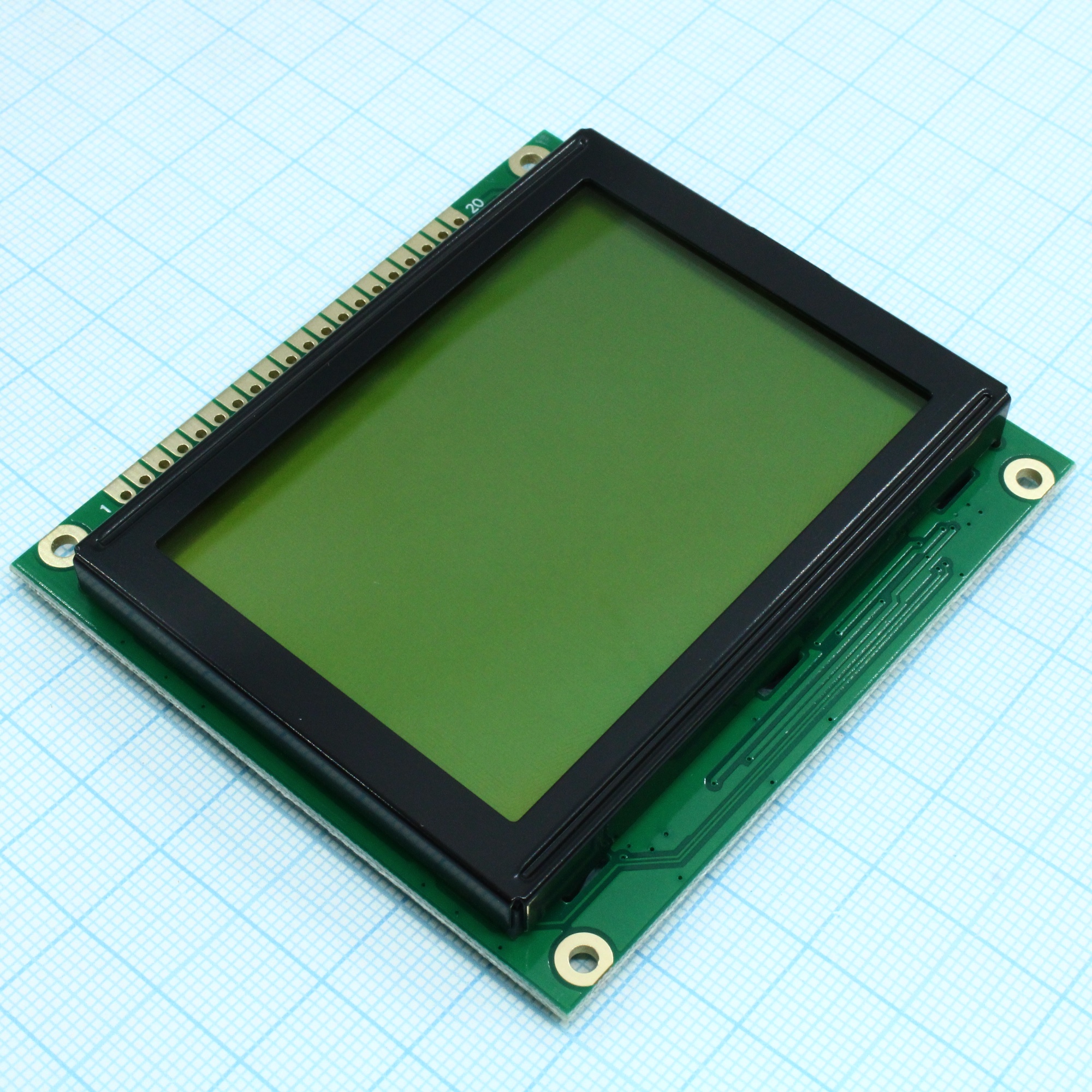 WG12864C-YYH-V#N - ЖКИ графич, 128 x 64, STN Ж-Зел Positive/Transfl, подсв. LED Ж-Зел, VDD = 5V, 6 o`cl, -20...+70C