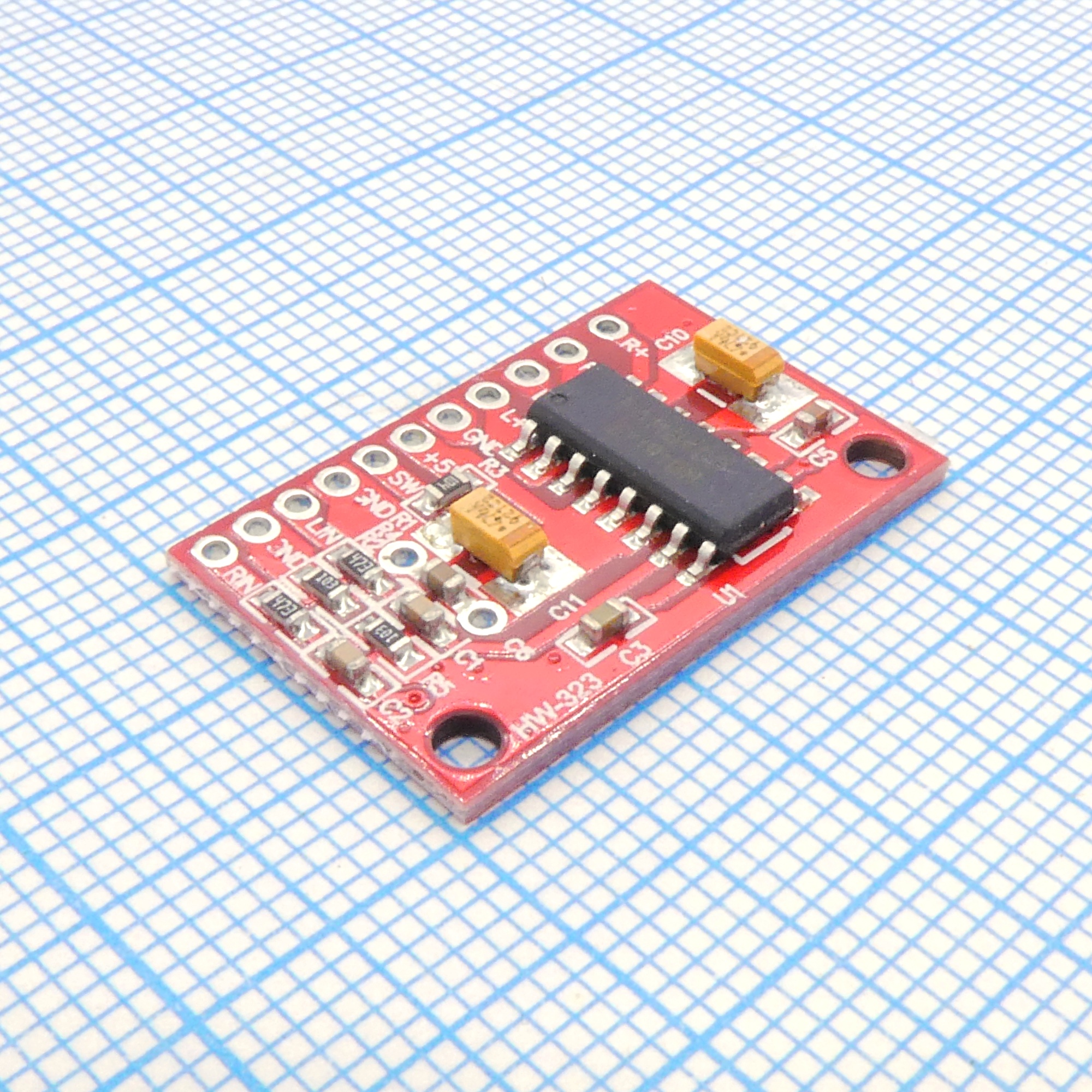 Модуль усилителя НЧ D-класса 2х3Вт - Микросхема PAM8403 представляет собой усилитель D-класса, эффективность которого намного выше аналоговых (АВ-класса). Низкий коэффициент нелинейных искажений позволяет получить высокое качество звучания при достаточной