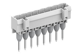 Вилочный разъем на плату 450719/110 - Вилочный разъем, вертикальный, на плату, шаг: 5.0 мм, 19 полюсов, фиксация на плате пайкой, исполнение: длина выводов 5 мм, 320V, 16A, цвет: серый