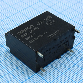 G4A-1APE-24DC - Реле силовое катушка 24В 20A один контакт на замыкание (30.5x16x26.8)мм монтаж в отверстие