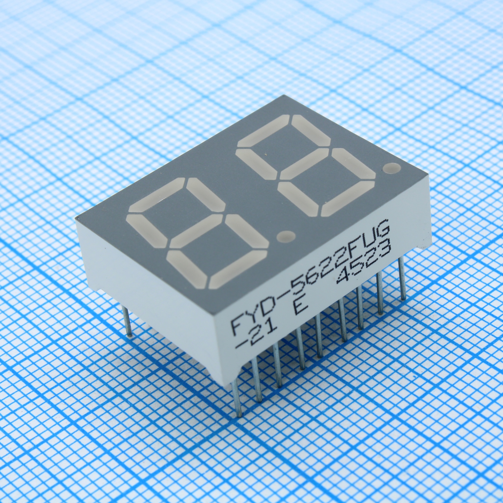 FYD-5622FUG-21 - 2-х разрядный индикатор 14,2мм/зеленый/570нм/30-80мкд/ОА