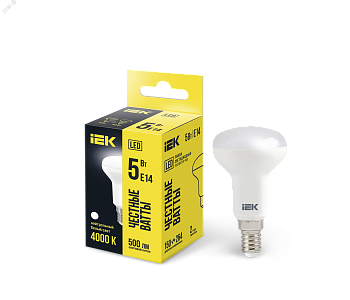 Лампа светодиодная Eco 5Вт R50 4000К нейтр. бел. E14 450лм 230-240В LLE-R50-5-230-40-E14