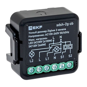 Умный диммер в подрозетник 2-канальный Zigbee EKF Connect Select sdsh-2g-zb