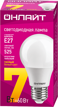 Лампа светодиодная 71 647 OLL-A60-7-230-2.7K-E27 7Вт грушевидная 2700К тепл. бел. E27 525лм 220-240В 71647