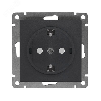 Розетка одноместная UNIVersal серия Афина с/з, з/ш, с/у, 16А, 220В, графит (еврослот), механизм A0049-Gr
