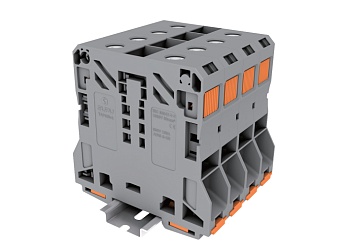 Проходная клемма TAPO50-2-GY - Проходная клемма, тип фиксации провода: пружинный, номинальное сечение: 50 мм кв., 150A, 1000V, ширина: 20 мм, цвет: серый, тип монтажа: DIN 35