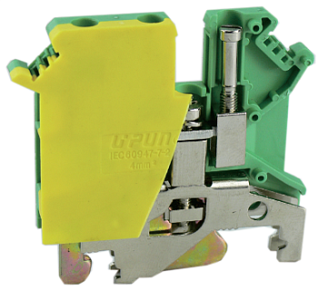 Заземляющая клемма UKJ-4/1X2JDEE - Заземляющая клемма, 3 точки подключения, серия EE, тип фиксации провода: винтовой, номинальное сечение: 4 мм кв., ширина: 6,2 мм, цвет: желто-зеленый, стандарт GB/T14048.1, тип монтажа: DIN 35