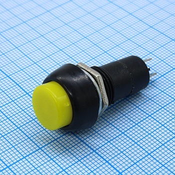 PBS-11B желтый - Кнопка без фиксации 1А 250В OFF-(ON) круглая М12