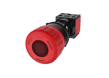 Кнопка аварийного останова (красная) TS2010-0GL10 - Кнопка аварийного останова, с блокировкой, без подсветки, пластиковое переднее кольцо, без контактной группы, диаметр головки кнопки 32 мм, диаметр посадочного отверстия: 22 мм, цвет: красный