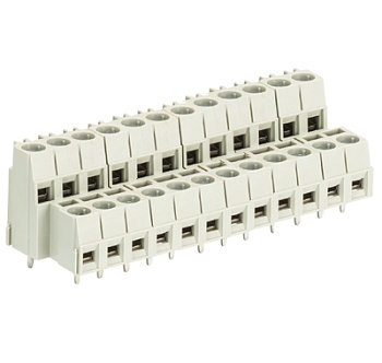 Клемма Wiecon 8192 E / 12 / 24 - Клемма на печатную плату, подвод кабеля сбоку, с маркировкой, 2 этажа, 24 полюса, шаг: 5,00 мм, винтовая фиксация провода, 300V, 10A, цвет: серый, серия 8192 E