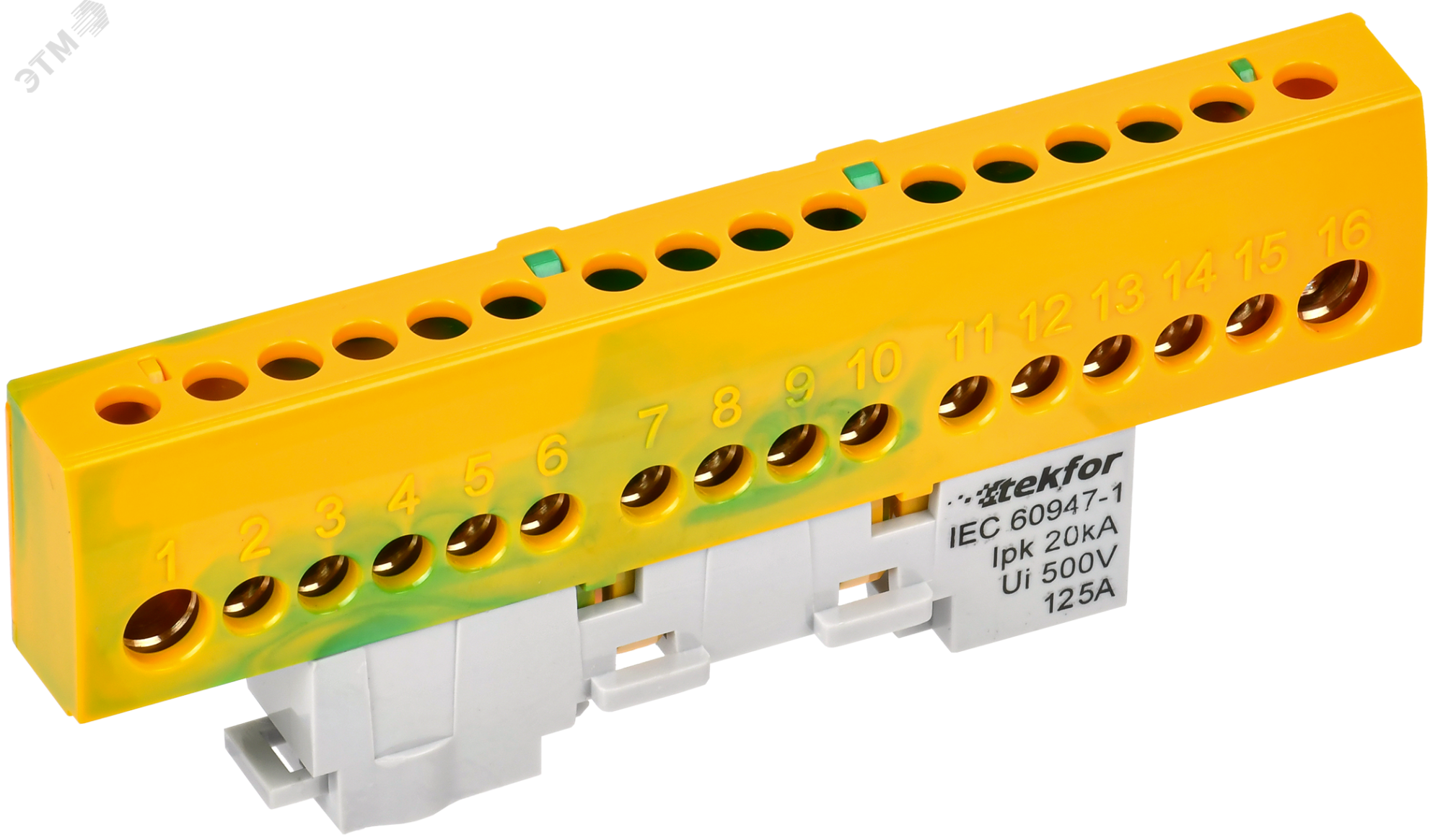 TEKFOR Шина PE земля изолированная на универсальном держателе 8х12-16-ЖЗ IEK TF-NN20-16-KL-K52