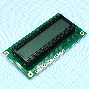 WH1602A-YGH-CTK# - ЖКИ знакосинтезирующий 16 x 2, STN Серый Позитивный/прозрачно-отражающий светодиодная подсветка желто-зеленая размеры 84x44 мм, видимая область 66x16 мм, -20...70°C, контактные площадки снизу 16 выводов