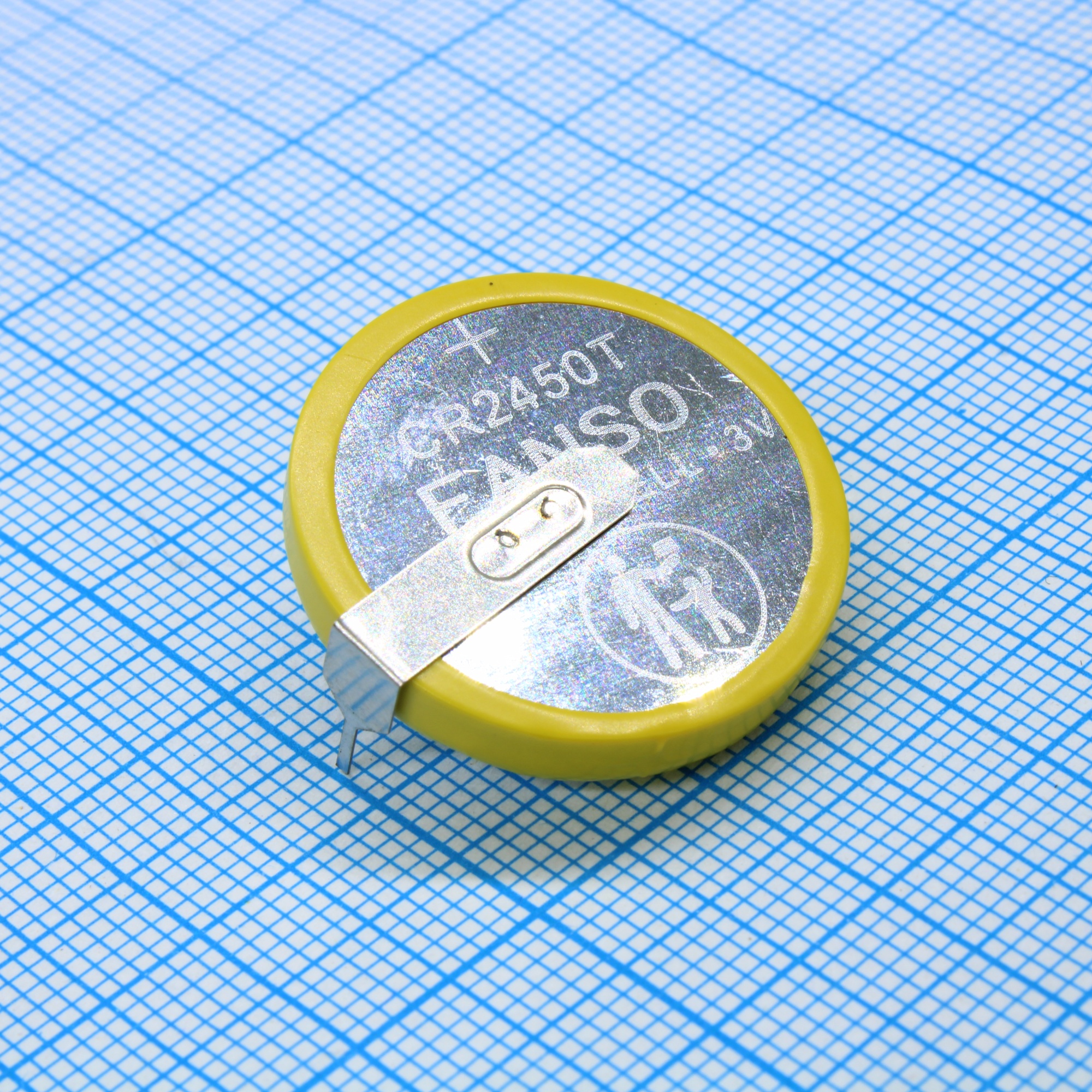 CR2450T-VBY2 - Li, MnO2 батарея типоразмера R24, 3В, 0.6Ач, приваренные радиальные выводы, -40...85 °C