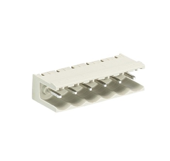 Вилка Wiecon 8113 S / 6 W OB GR OF - Вилочный разъем, горизонтальный, без боковых стенок, на плату, шаг 5 мм, 6 полюсов, фиксация на плате пайкой, 400V, 12А, без маркировки, цвет: серый, серия 8113 S WOF