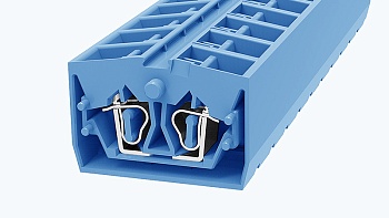 Проходная клемма WS2.5T-MID-CO-01P-12 - Проходная клемма, 4 точки подключения, тип фиксации провода: пружинный, номинальное сечение: 2,5 мм кв., 24А, 800V, ширина: 10 мм, цвет: синий, тип монтажа: DIN35