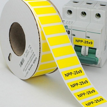 Маркировка прямоугольная NPP-25х09 Y - Маркировочная наклейка, для позиционного обозначения электрооборудования в шкафу и маркировки провода, размер 25х9 мм, цвет желтый, в упаковке 3000 наклеек