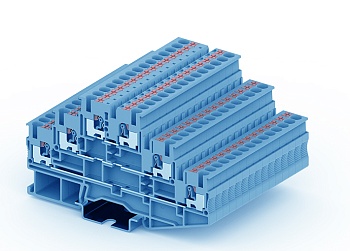 Трехуровневая клемма TPT2.5-2-BU - Трехуровневая клемма, тип фиксации провода: push-in, номинальное сечение: 2,5 мм кв., 20A, 500V, ширина: 5,2 мм, цвет: синий, тип монтажа: DIN 35