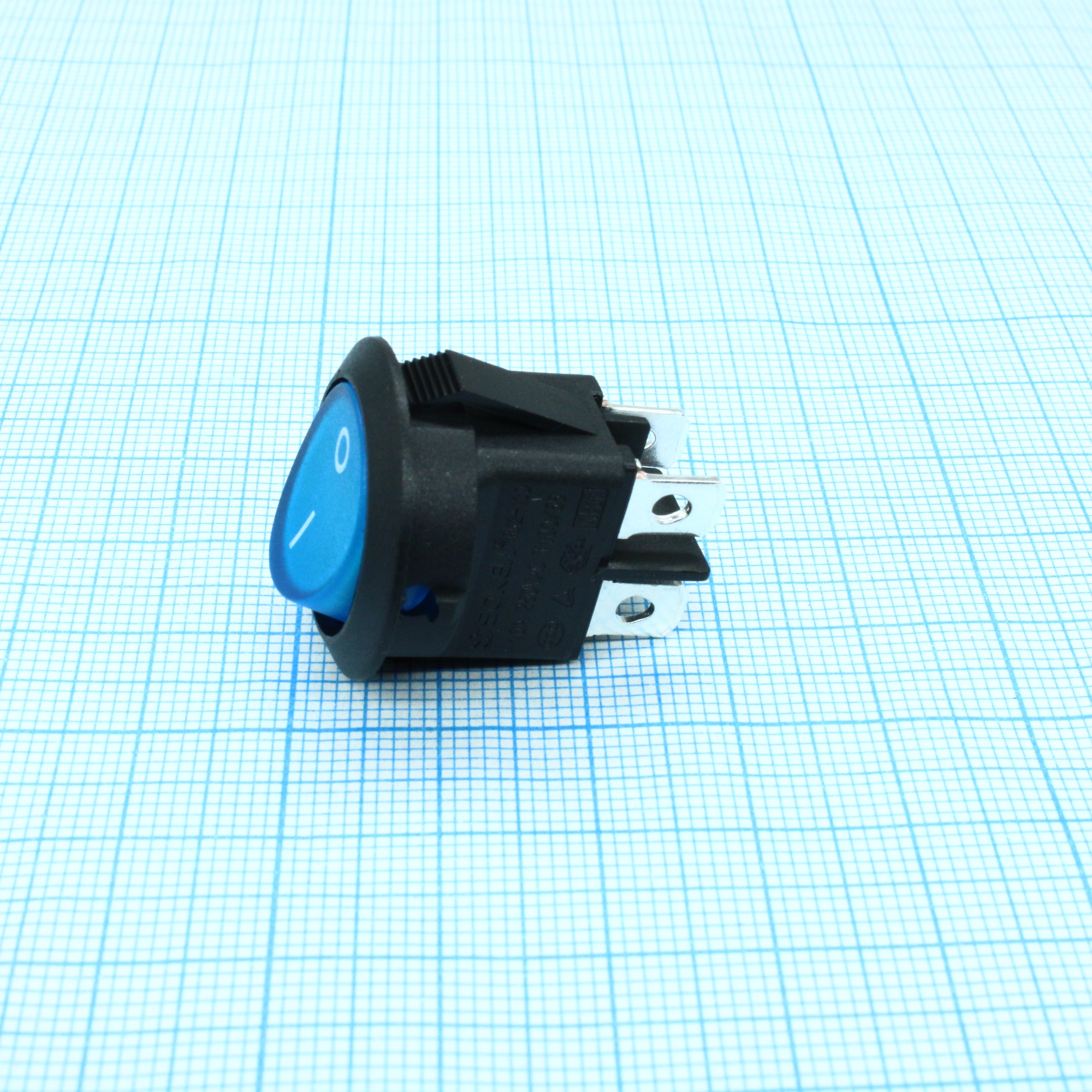 RK2-13D 2X1 B/BL"0-" - Выключатель клавишный ON-OFF без подсветки цвет корпуса (черный) цвет кнопки (синий)