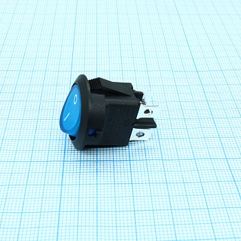 RK2-13D 2X1 B/BL"0-" - Выключатель клавишный ON-OFF без подсветки цвет корпуса (черный) цвет кнопки (синий)