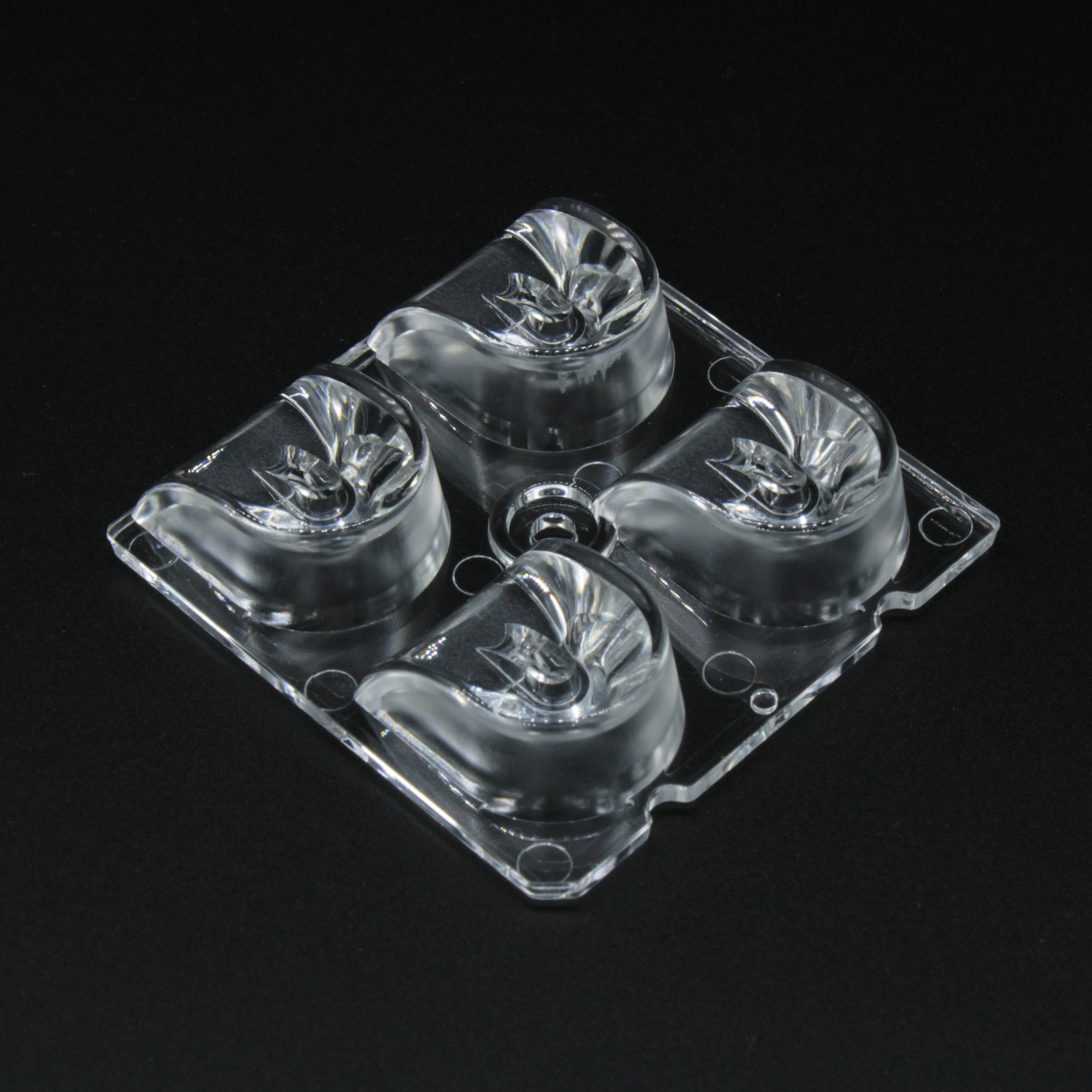 ALRU50D4LED3535RW - Групповая квадратная линза 2x2 на 4 светодиода 3535/3030, диаграмма для РЖД ригельных светильников, 50x50mm