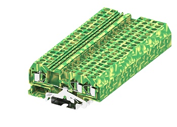 Заземляющая клемма 204957 - Заземляющая клемма, TA4-1-2, 3 точки подключения, тип фиксации провода: пружинный, номинальное сечение: 4 мм кв., ширина: 6 мм, цвет: желто-зеленый, DIN 35