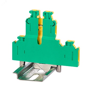 Клемма заземления двухуровневая , винтовой зажим, 4 точки подключения, 4 кв.мм KRUKB-5-PE
