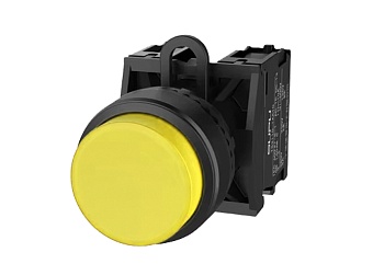 Кнопка выпуклая (желтая) TS2510-0BM30-R10 - Кнопка круглая выпуклая, без блокировки, без подсветки, пластиковое переднее кольцо, с плавным нажатием, с контактной группой 1NO, диаметр головки кнопки 29,5 мм, диаметр посадочного отверстия: 22 мм, цвет: желт