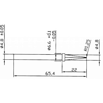 C1-2 - Жало паяльное многослойное долговечное для паяльников серии ZD-98, ZD-99, диаметр 4,8мм, заостренный конус 0,5мм длиной 22мм