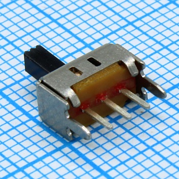 L-KLS7-SS03-12D02-EG05 - Переключатель движковый вертикальный (ON-ON), 0.3A 50VDC, высота движка 5мм, 10000циклов монтаж в отверстие