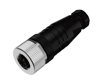 Розеточный разъем M12A08FPSFWSR608001 - Розеточный разъем на кабель, 8 полюсов, M12, прямой, A-Code, диаметр кабеля: 6,0-8,0 мм, 2А, 30V, корпус из пластика, резьбовое соединение: цинк