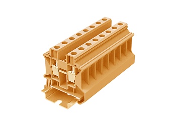 Проходная клемма TU10-2-OG - Проходная клемма, тип фиксации провода: винтовой, номинальное сечение: 10 мм кв., 57A, 1000V, ширина: 10,2 мм, цвет: оранжевый, тип монтажа: DIN 35